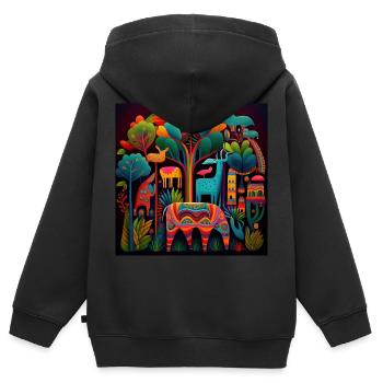 Zoo - Sweat Premium à capuche zippé enfant bio - noir - Dos - AI Model Kid Male (0cm)