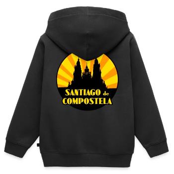 Saint-Jacques-de-Compostelle - Sweat Premium à capuche zippé enfant bio - noir - Dos - AI Model Kid Male (0cm)