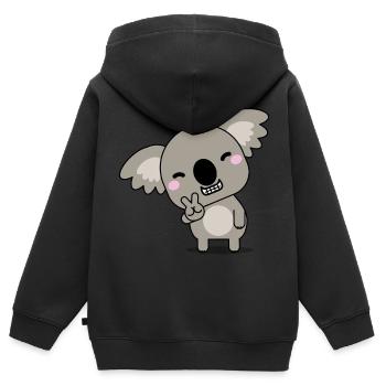Joyeux koala ours koala - Sweat Premium à capuche zippé enfant bio - noir - Dos - AI Model Kid Male (0cm)