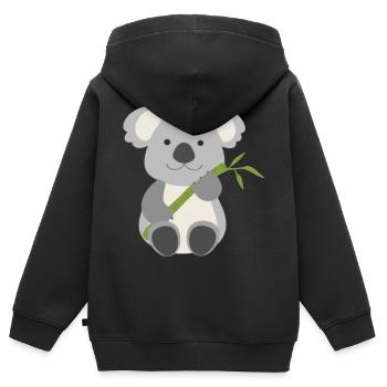 Joyeux koala ours koala - Sweat Premium à capuche zippé enfant bio - noir - Dos - AI Model Kid Male (0cm)