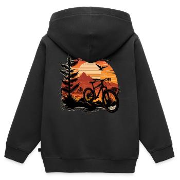 Vintage Retro Bike Mountain Bike Holiday Nature - Kids Premium Organic Zip-up Hoodie - black - Back - AI Model Kid Male (0cm)