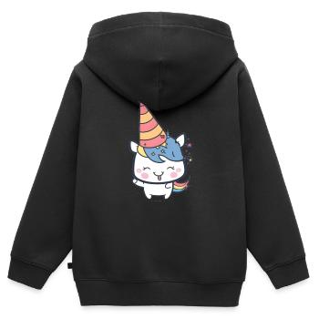 süßes kawaii Einhorn Party Hut Kinder Kindergarten - Kinder Premium Organic Zip Hoodie - Schwarz - Hinten - AI Model Kid Male (0cm)