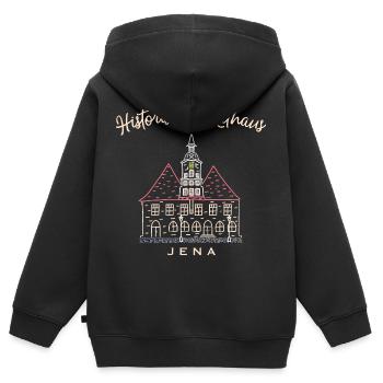 Historisches Rathaus Jena, Thüringen - Kinder Premium Organic Zip Hoodie - Schwarz - Hinten - AI Model Kid Male (0cm)