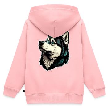 Husky Dog - Kids Premium Organic Zip-up Hoodie - rose - Back - AI Model Kid Female (0cm)