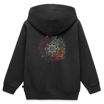 Buntes Airbrush Tinte Boho Mandala - Kinder Premium Organic Zip Hoodie - Schwarz - Hinten - AI Model Kid Male (0cm)
