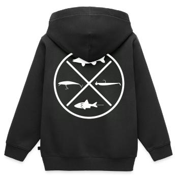 Zander - Kinder Premium Organic Zip Hoodie - Schwarz - Hinten - AI Model Kid Male (0cm)