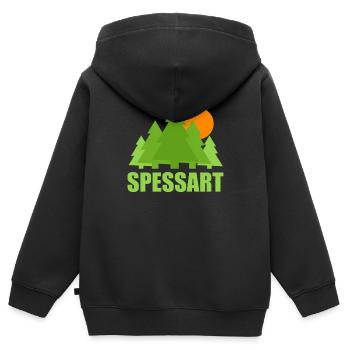 Spessart Bäume grün Sonne - Kinder Premium Organic Zip Hoodie - Schwarz - Hinten - AI Model Kid Male (0cm)