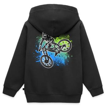 Mountain Bike Cyclist Bike Mountain Bike - Kids Premium Organic Zip-up Hoodie - black - Back - AI Model Kid Male (0cm)