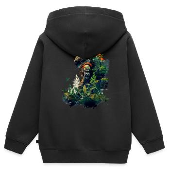 Astronaut overgrown with plants - Surreal - Kids Premium Organic Zip-up Hoodie - black - Back - AI Model Kid Male (0cm)