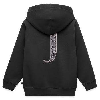 Mandala Monogram Initial in Dusky Pink - Letter J - Kids Premium Organic Zip-up Hoodie - black - Back - AI Model Kid Male (0cm)
