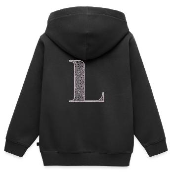 Mandala Monogram Initial in Dusky Pink - Letter L - Kids Premium Organic Zip-up Hoodie - black - Back - AI Model Kid Male (0cm)