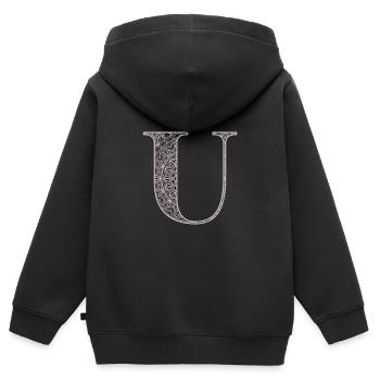 Mandala Monogram Initial in Dusky Pink - Letter U - Kids Premium Organic Zip-up Hoodie - black - Back - AI Model Kid Male (0cm)