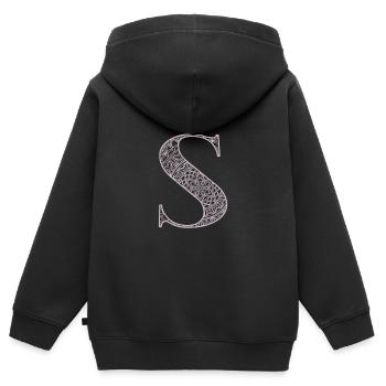 Mandala Monogram Initial in Dusky Pink - Letter S - Kids Premium Organic Zip-up Hoodie - black - Back - AI Model Kid Male (0cm)