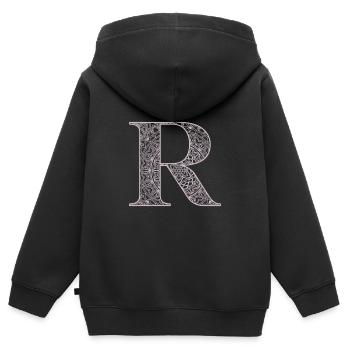 Mandala Monogram Initial in Dusky Pink - Letter R - Kids Premium Organic Zip-up Hoodie - black - Back - AI Model Kid Male (0cm)