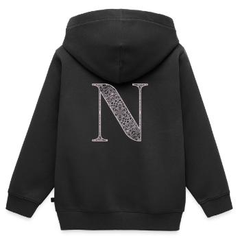 Mandala Monogram Initial in Dusky Pink - Letter N - Kids Premium Organic Zip-up Hoodie - black - Back - AI Model Kid Male (0cm)