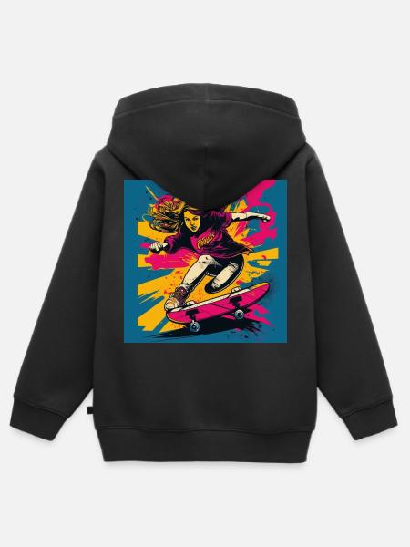 Skater-Mädchen - Kinder Premium Organic Zip Hoodie - Schwarz
