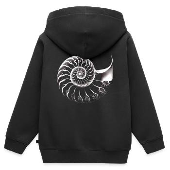 Nautilus/ Goldener Schnitt minimalistisch - Kinder Premium Organic Zip Hoodie - Schwarz - Hinten - AI Model Kid Male (0cm)