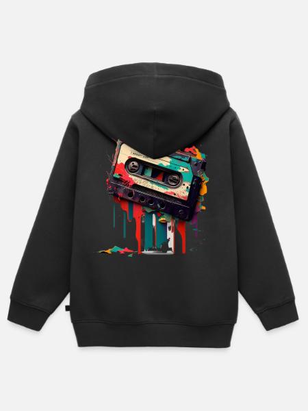 Retro Mixtape - Kinder Premium Organic Zip Hoodie - Schwarz