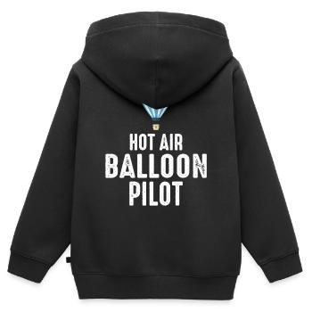 Montgolfière Montgolfière Pilote de montgolfière - Sweat Premium à capuche zippé enfant bio - noir - Dos - AI Model Kid Male (0cm)