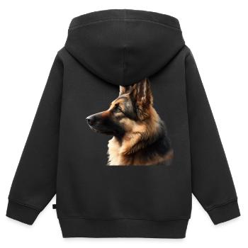 Beau chien - Sweat Premium à capuche zippé enfant bio - noir - Dos - AI Model Kid Male (0cm)