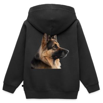 Beau chien - Sweat Premium à capuche zippé enfant bio - noir - Dos - AI Model Kid Male (0cm)
