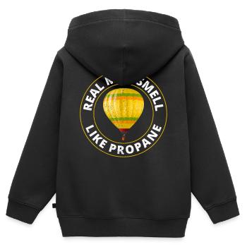 Montgolfière Montgolfière Montgolfière - Sweat Premium à capuche zippé enfant bio - noir - Dos - AI Model Kid Male (0cm)