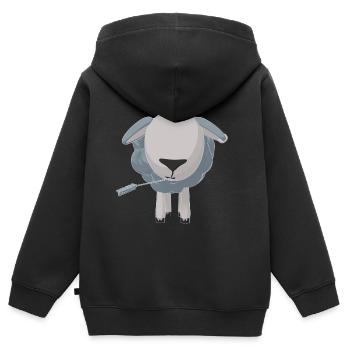 Noah The Sheep - Kids Premium Organic Zip-up Hoodie - black - Back - AI Model Kid Male (0cm)