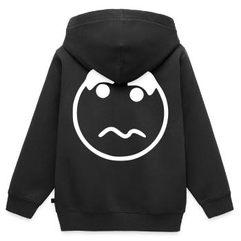 Emoji sketch blanc nerveux - Sweat Premium à capuche zippé enfant bio - noir - Dos - AI Model Kid Male (0cm)