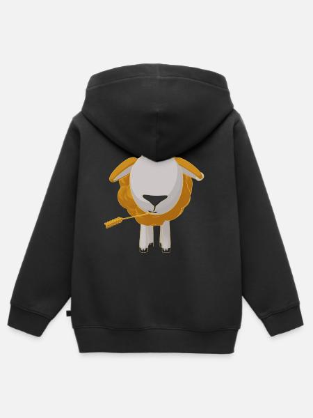 Rowan The Sheep - Kids Premium Organic Zip-up Hoodie - black