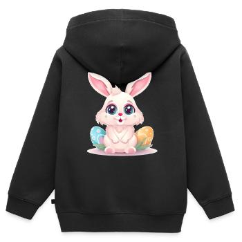 Oeufs de Pâques Lapin de Pâques Pâques - Joyeuses Pâques - Sweat Premium à capuche zippé enfant bio - noir - Dos - AI Model Kid Male (0cm)