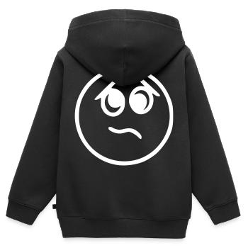 Emoji sketch blanc nerveux - Sweat Premium à capuche zippé enfant bio - noir - Dos - AI Model Kid Male (0cm)