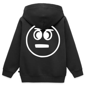 Emoji sketch blanc neutre - Sweat Premium à capuche zippé enfant bio - noir - Dos - AI Model Kid Male (0cm)