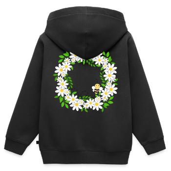 Blumenkranz - Kinder Premium Organic Zip Hoodie - Schwarz - Hinten - AI Model Kid Male (0cm)