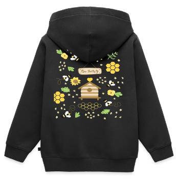 Bee Honey - Kinder Premium Organic Zip Hoodie - Schwarz - Hinten - AI Model Kid Male (0cm)