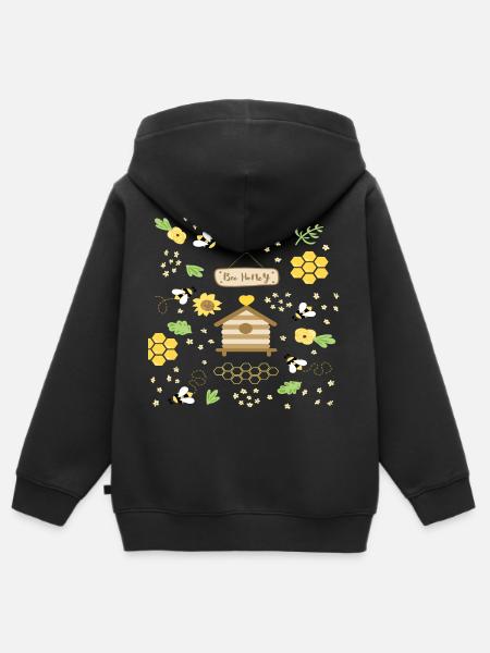 Bee Honey - Kinder Premium Organic Zip Hoodie - Schwarz