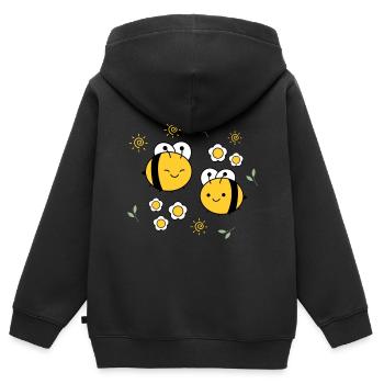 Bienen Paar - Kinder Premium Organic Zip Hoodie - Schwarz - Hinten - AI Model Kid Male (0cm)