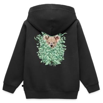 Koala Bear dans la forêt d’eucalyptus - Sweat Premium à capuche zippé enfant bio - noir - Dos - AI Model Kid Male (0cm)