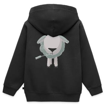 Pepper The Sheep - Kids Premium Organic Zip-up Hoodie - black - Back - AI Model Kid Male (0cm)
