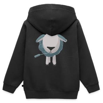 Eli The Sheep - Kids Premium Organic Zip-up Hoodie - black - Back - AI Model Kid Male (0cm)