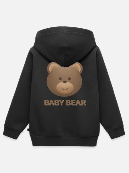 Baby Bear - Kids Premium Organic Zip-up Hoodie - black