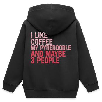 Standard Pyredoodle Maman Maîtresse Disant Rose - Sweat Premium à capuche zippé enfant bio - noir - Dos - AI Model Kid Male (0cm)