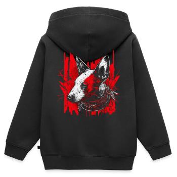 Bull terrier - Sweat Premium à capuche zippé enfant bio - noir - Dos - AI Model Kid Male (0cm)