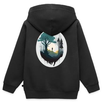 SURREAL - Kids Premium Organic Zip-up Hoodie - black - Back - AI Model Kid Male (0cm)