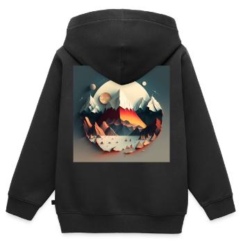 SURREAL - Kids Premium Organic Zip-up Hoodie - black - Back - AI Model Kid Male (0cm)
