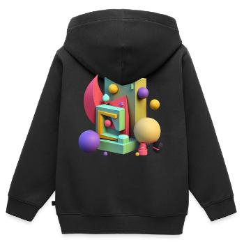 ..3D - Sweat Premium à capuche zippé enfant bio - noir - Dos - AI Model Kid Male (0cm)