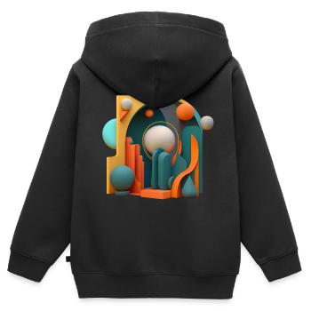 ..3D - Sweat Premium à capuche zippé enfant bio - noir - Dos - AI Model Kid Male (0cm)