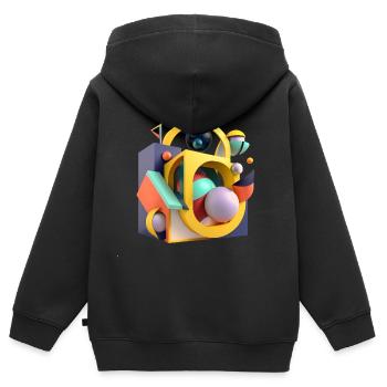 ..3D - Sweat Premium à capuche zippé enfant bio - noir - Dos - AI Model Kid Male (0cm)