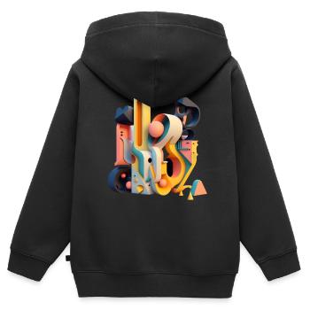 ..3D - Sweat Premium à capuche zippé enfant bio - noir - Dos - AI Model Kid Male (0cm)
