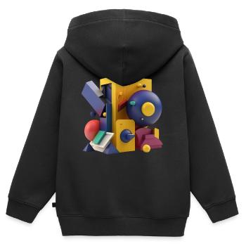 ..3D - Sweat Premium à capuche zippé enfant bio - noir - Dos - AI Model Kid Male (0cm)