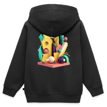 ..3D - Sweat Premium à capuche zippé enfant bio - noir - Dos - AI Model Kid Male (0cm)